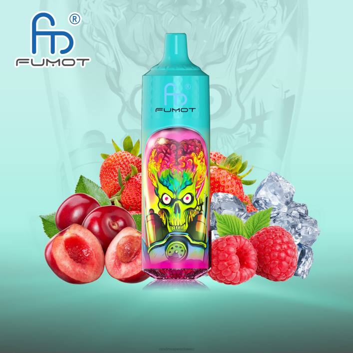 Tornado Vape Kaufen | Fumot RandM Tornado 00P2199 9000 Pro Vape-Gerät mit Akku und E-Juice-Display Version 1 Erdbeer-Himbeer-Eis